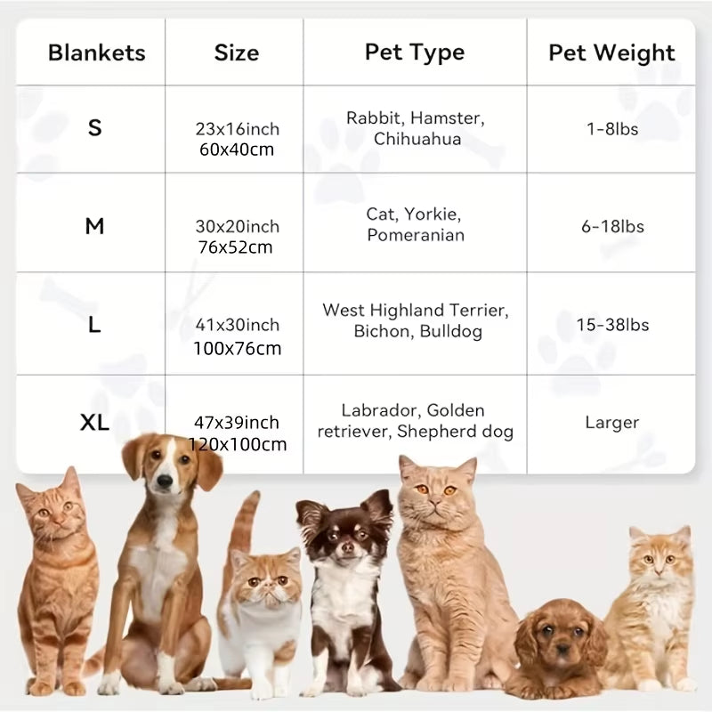 Flannel Pet Blanket,Cute Dog Paw Print Blanket Pet Mat for Puppy Kitten Warm and Comfortable Blanket Suitable for Cats and Dogs